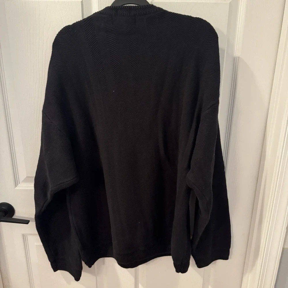 Vintage Chaps by Ralph Lauren Sweater Mens 2XL  Hand Framed‎ Herringbone Black